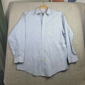 Brooks Brothers Shirt Mens 17.5 XL Blue White Striped Non Iron 346 Button‎ Down